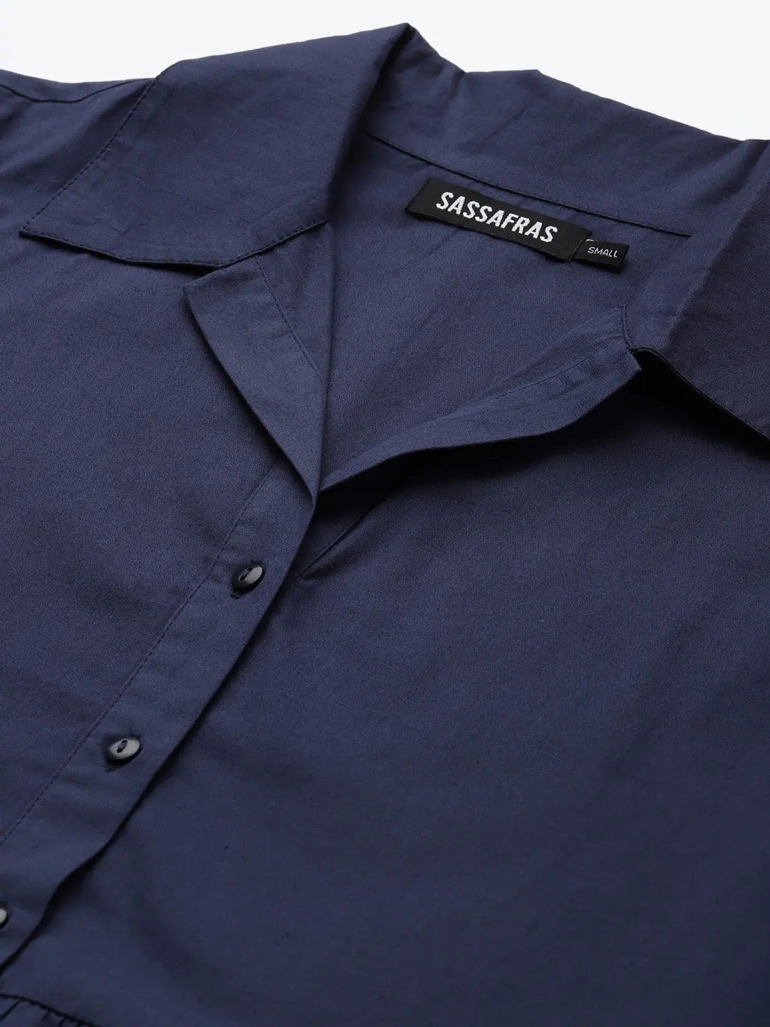 Navy Tiered Shirt Dress | Cotton Poplin Comfort Fit