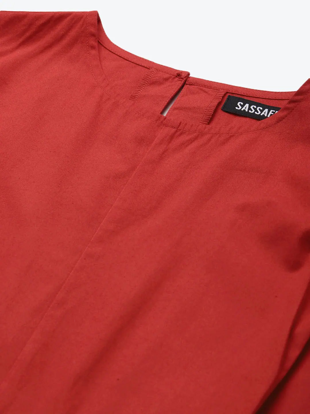 Red Tie Up Detail Dress | Cotton Poplin Midi Length