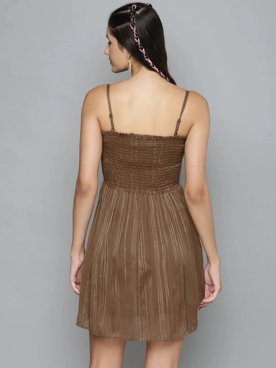 Copper Lurex Smocking Tube Dress | Party Wear Ready