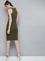 Olive Box Back Bodycon Midi Dress