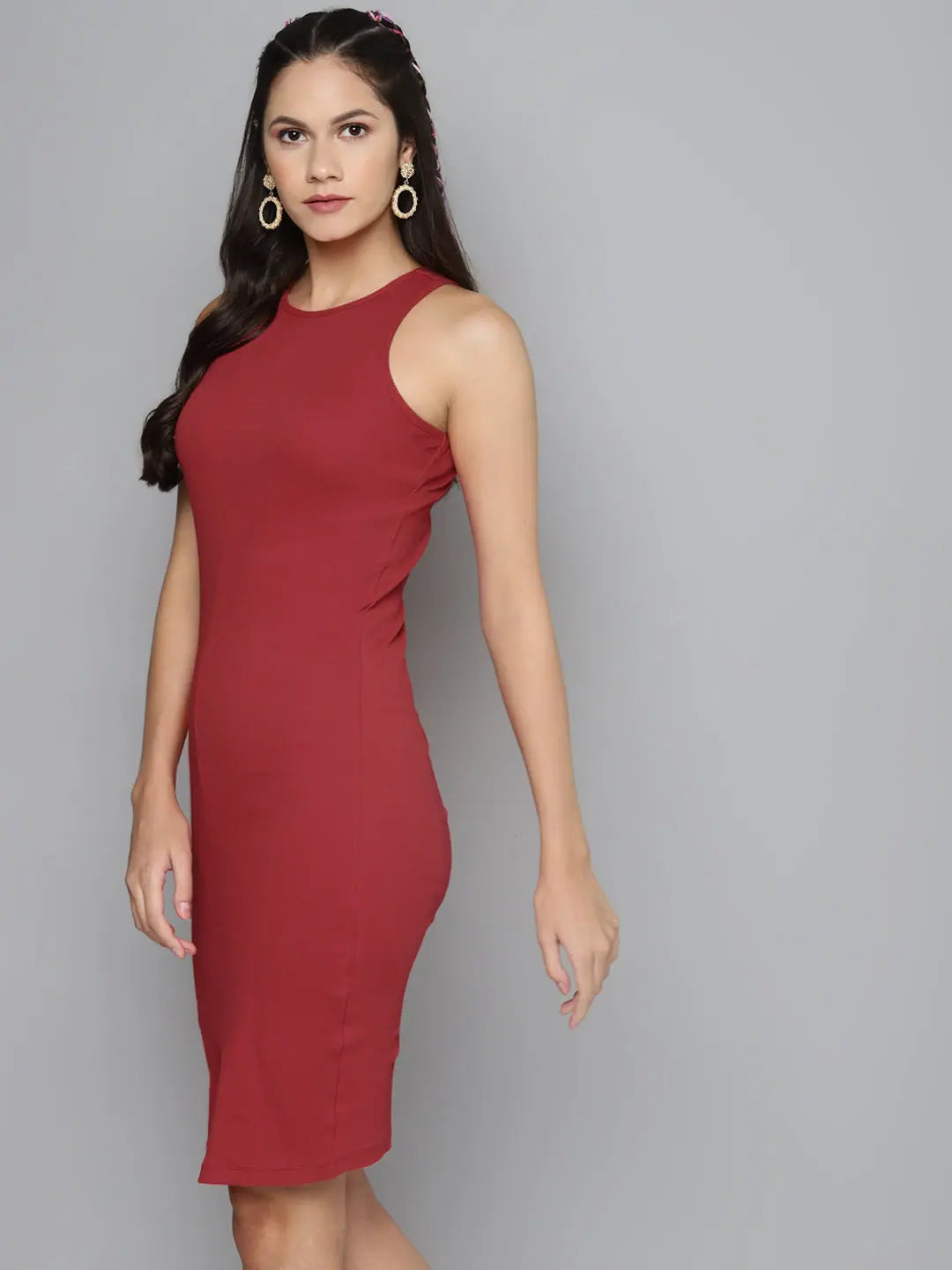 Red Box Back Bodycon Midi Dress | Lehenga for Women?