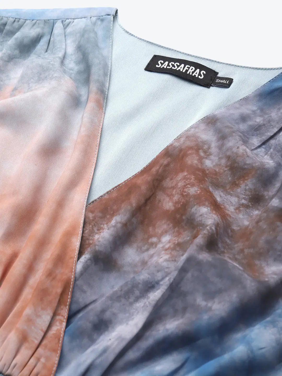 Blue & Brown Tie-Dye Smocking Dress | Lehenga Design Dress