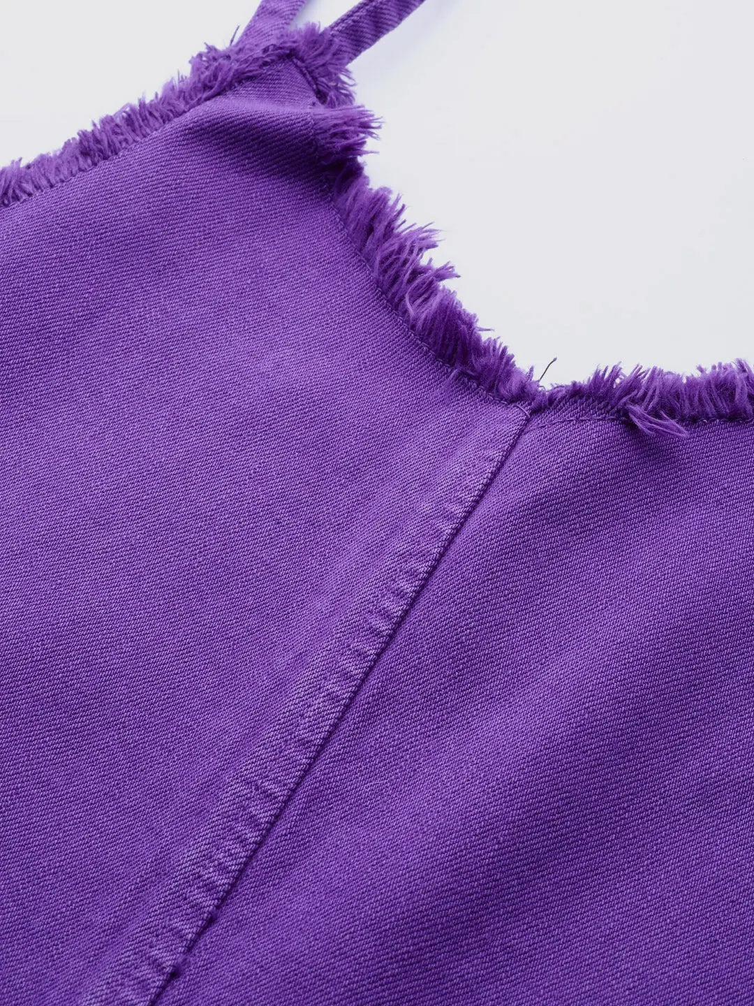 Purple Denim Slip Dress | Short Frayed Look Comfort Fit