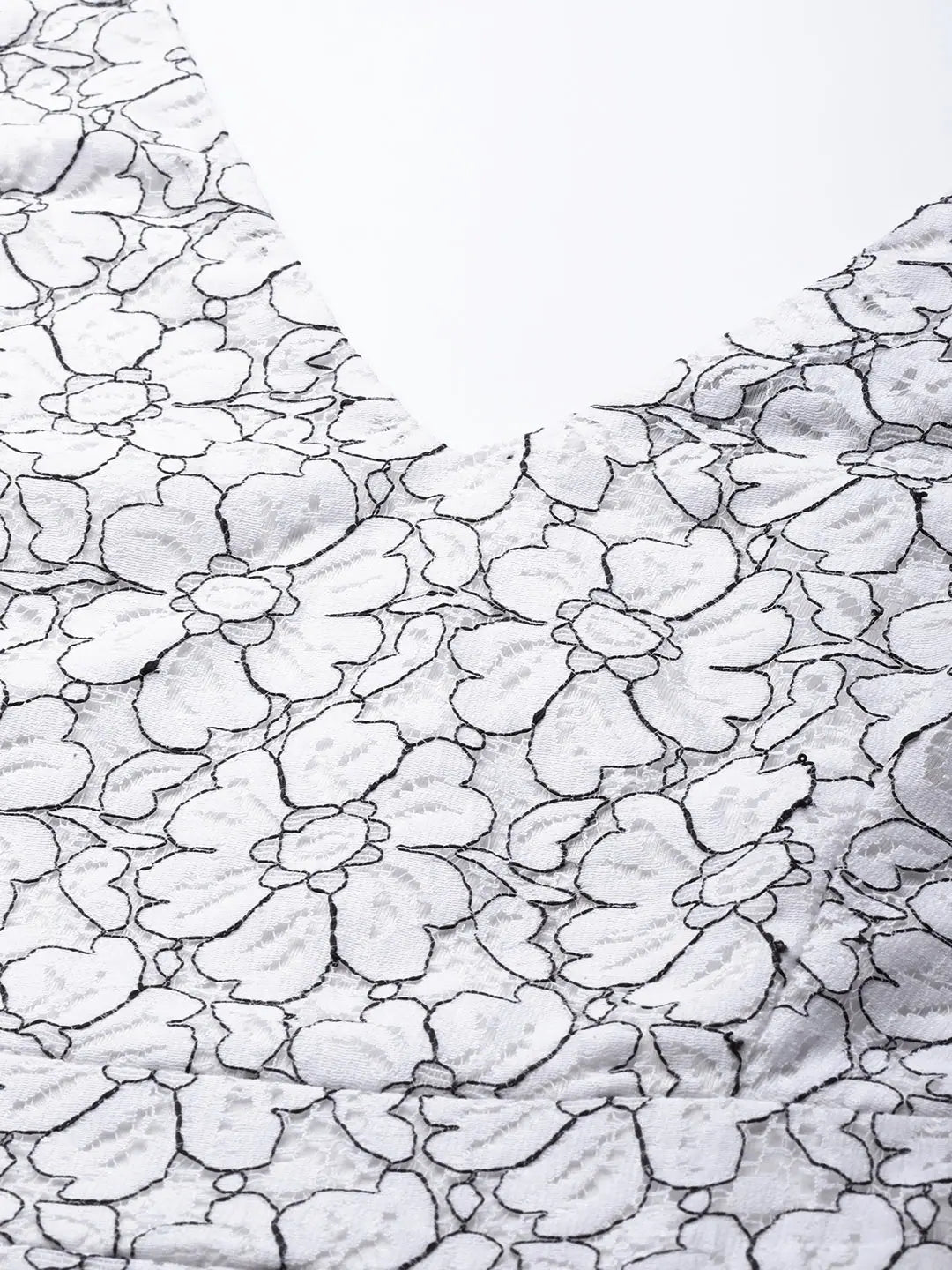 White Lace Midi Dress - V-Neck Fit & Flare Style