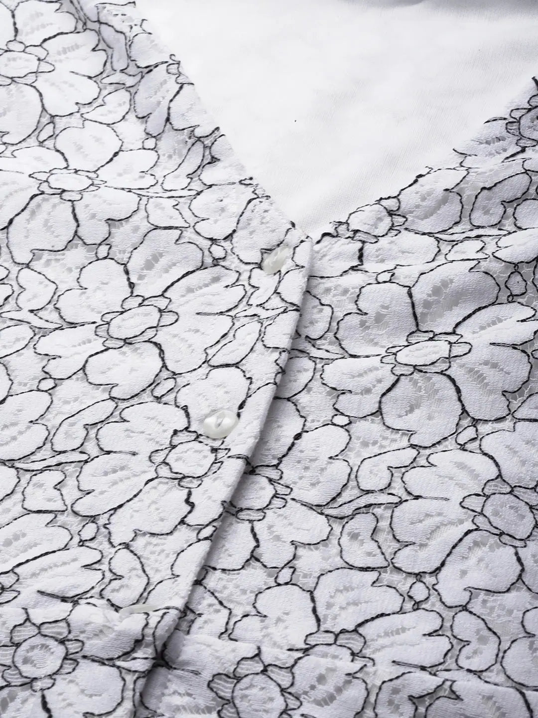 White Lace Shirt Dress - Puff Sleeve Cotton Dress