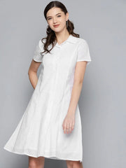 White Schiffli Shirt Dress-SFDRSS10164XS