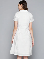 White Schiffli Shirt Dress-SFDRSS10164XS