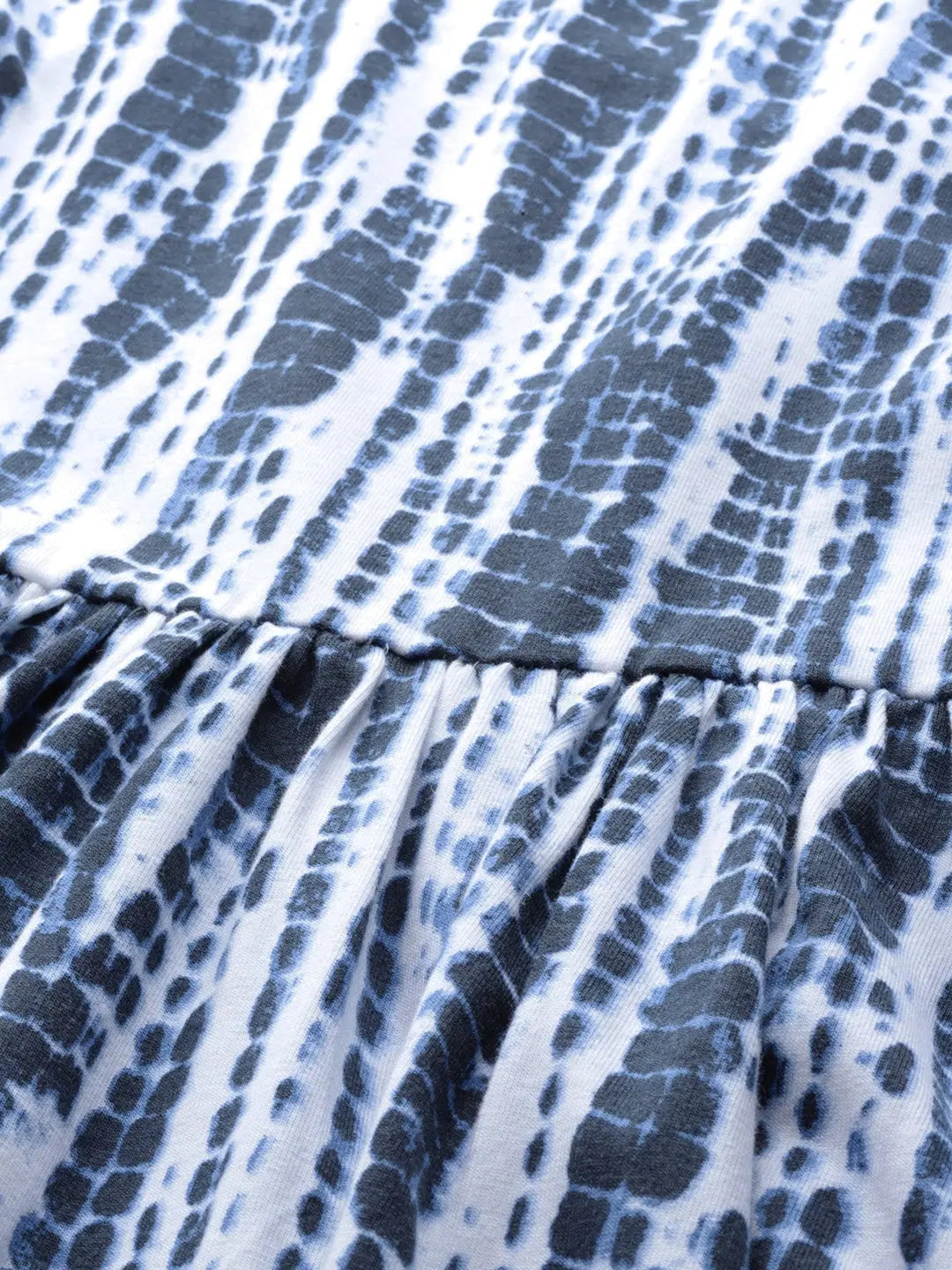 Blue Tie & Dye Strappy Short Dress - Fit & Flare, Cotton