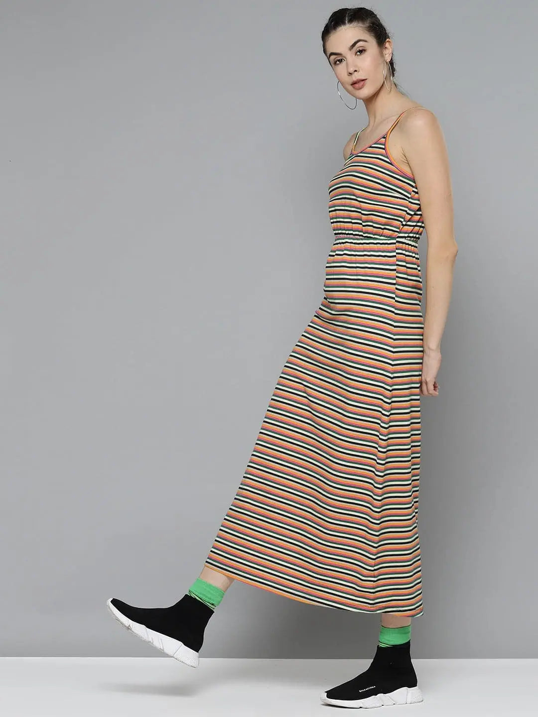 Multicolor Stripes Maxi Dress | Women's Lehenga