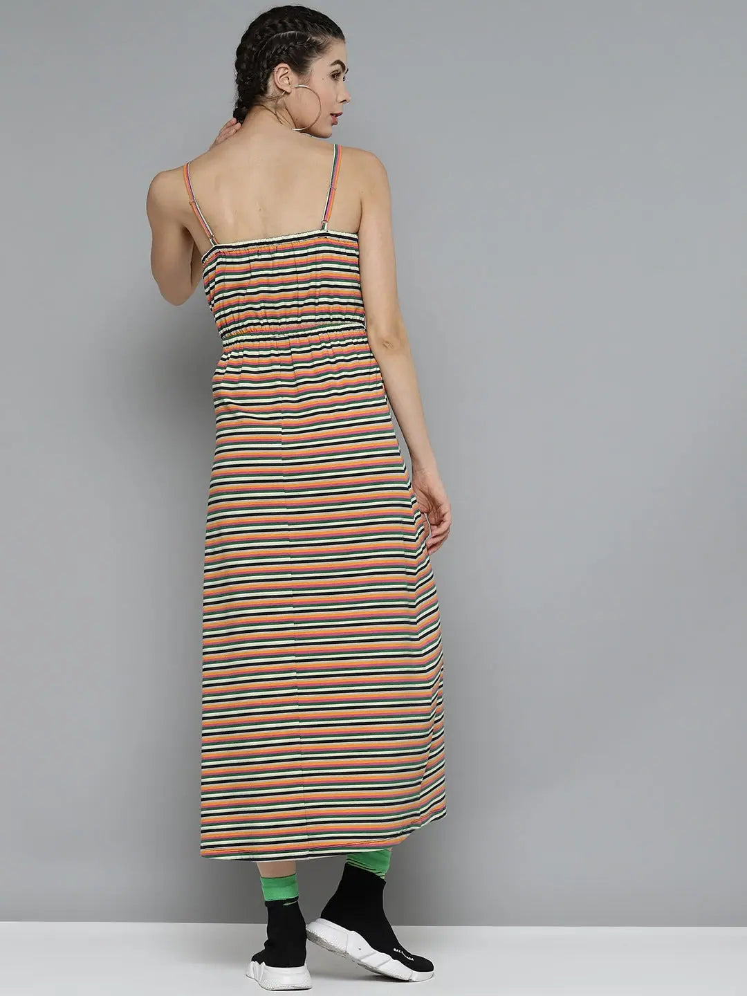 Multicolor Stripes Maxi Dress | Women's Lehenga