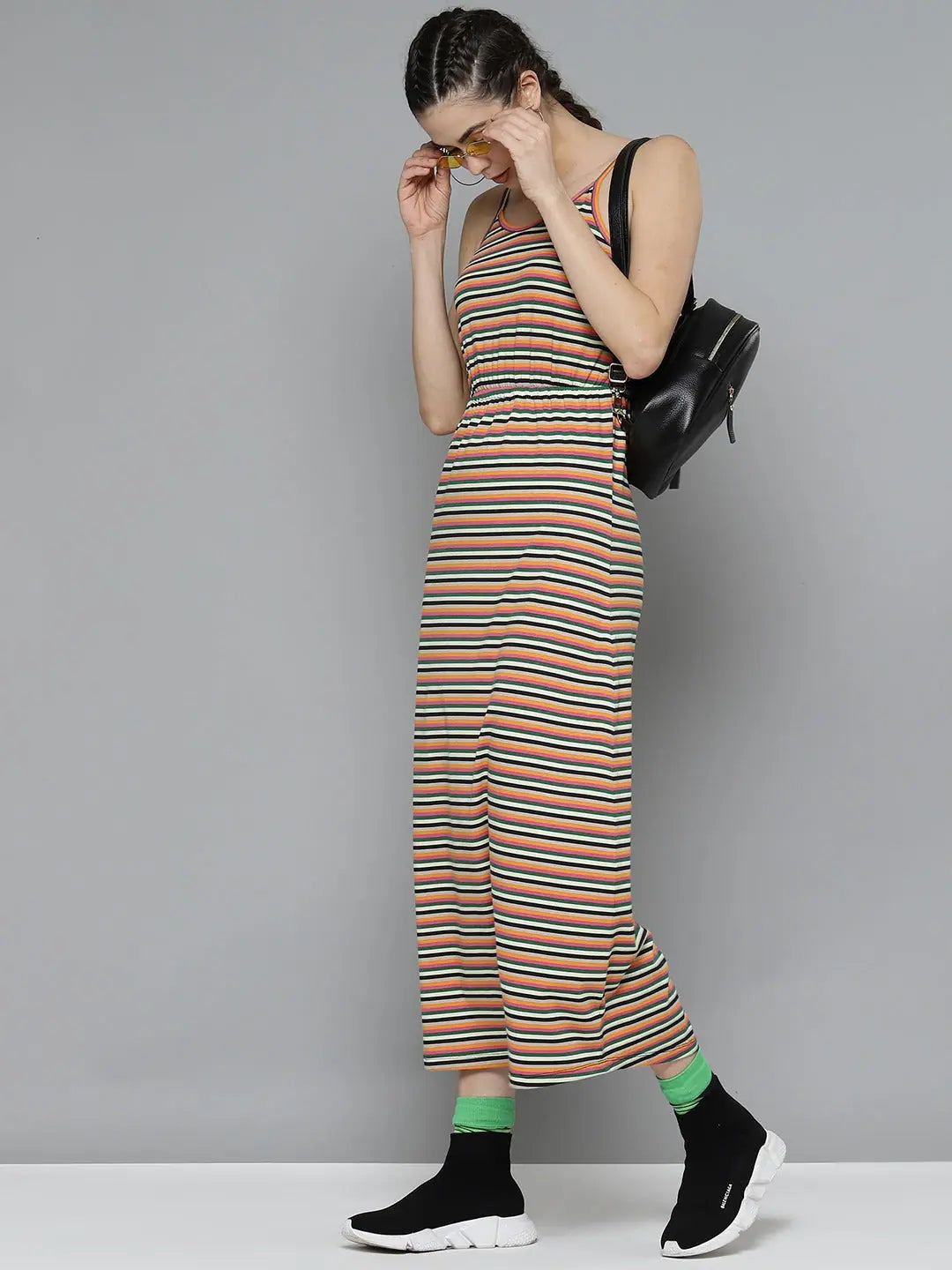 Multicolor Stripes Maxi Dress | Women's Lehenga