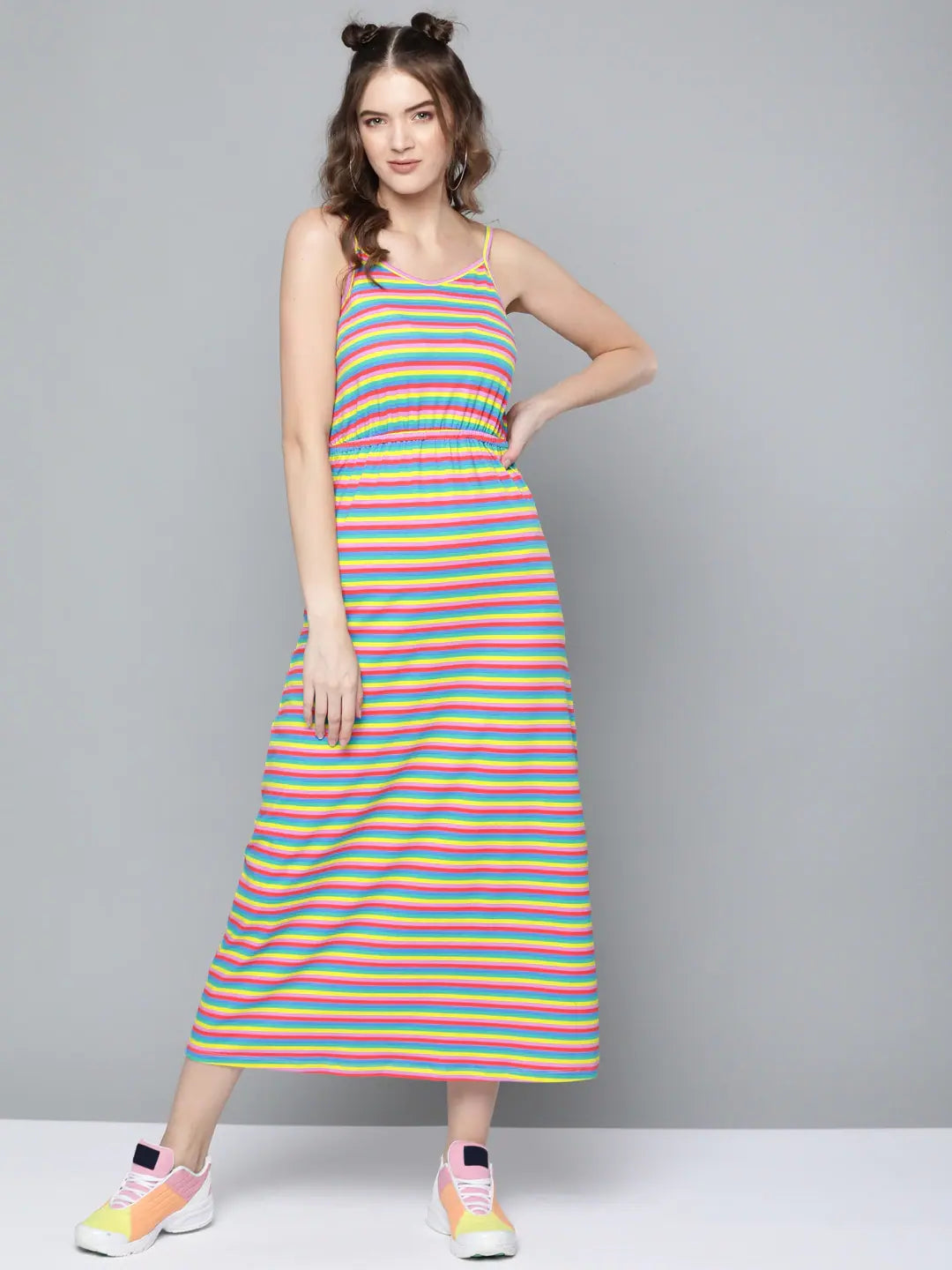 Rainbow Maxi Dress | Women's Lehenga Style Cotton Summer Dress