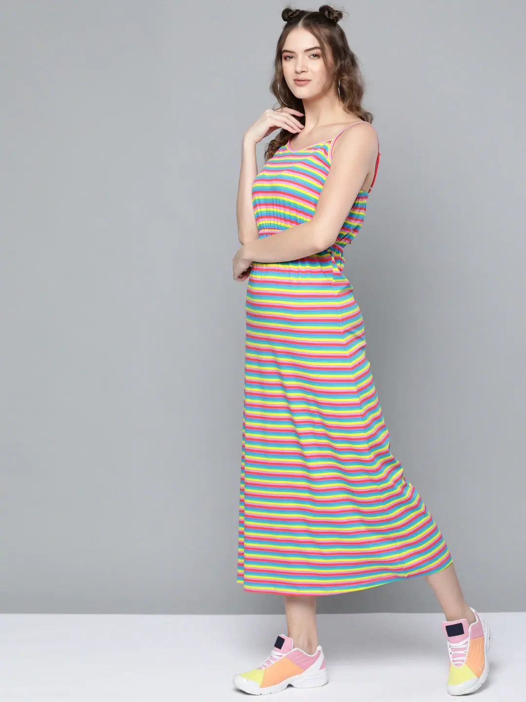 Rainbow Maxi Dress | Women's Lehenga Style Cotton Summer Dress
