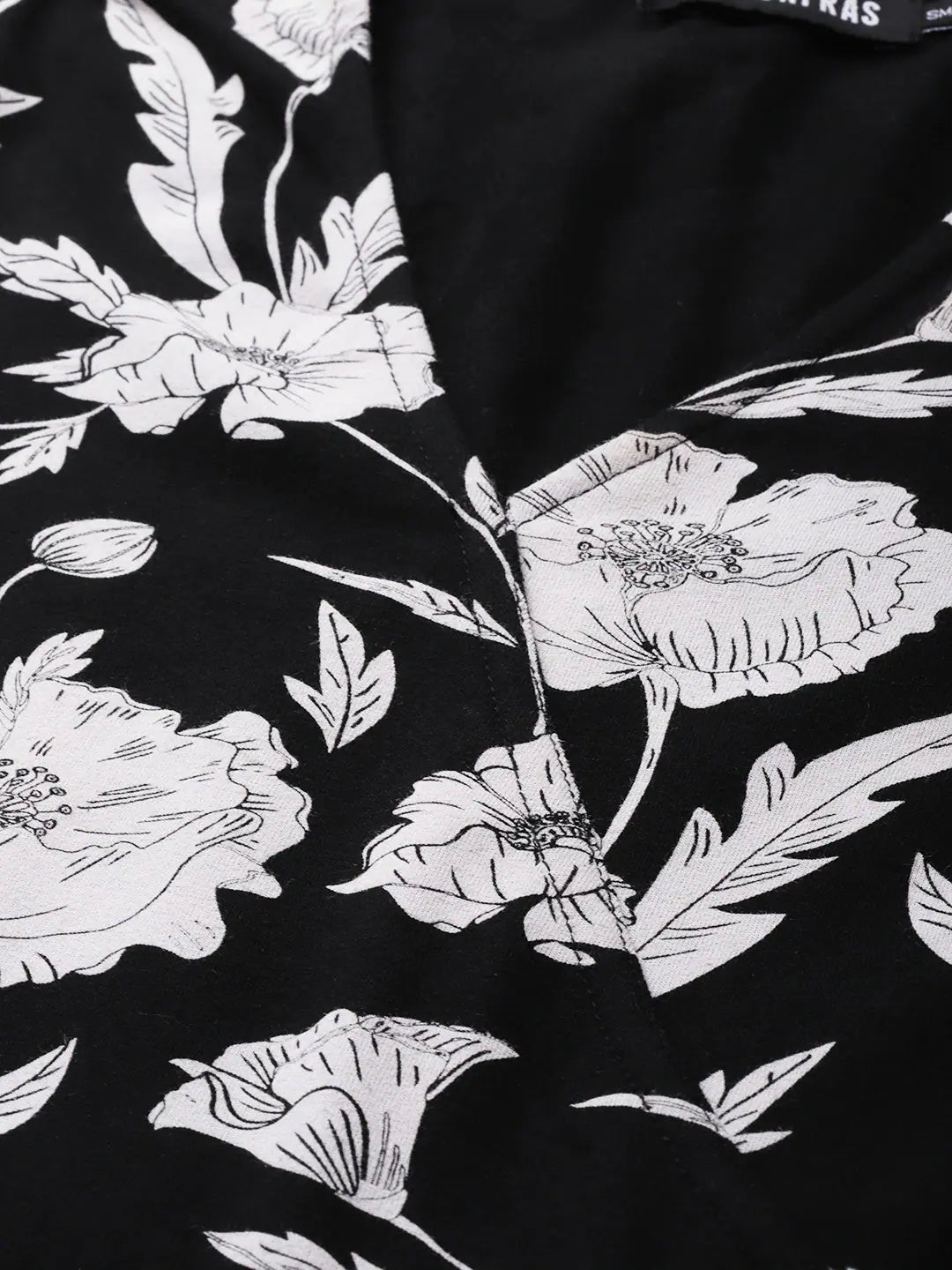 Black Floral Wrap Dress | Cotton Lehenga for Women