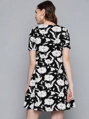 Black Floral Wrap Dress