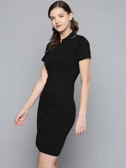 Black Polo Neck T-shirt Dress
