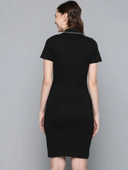 Black Polo Neck T-shirt Dress