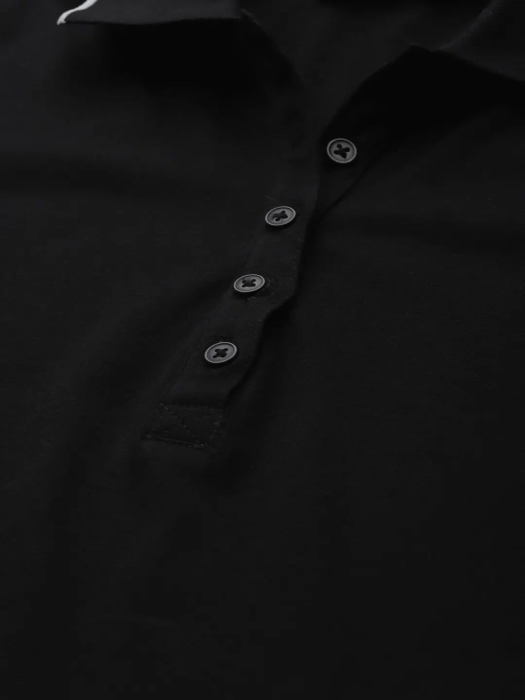Black Polo Neck T-shirt Dress - Cotton Comfort & Style