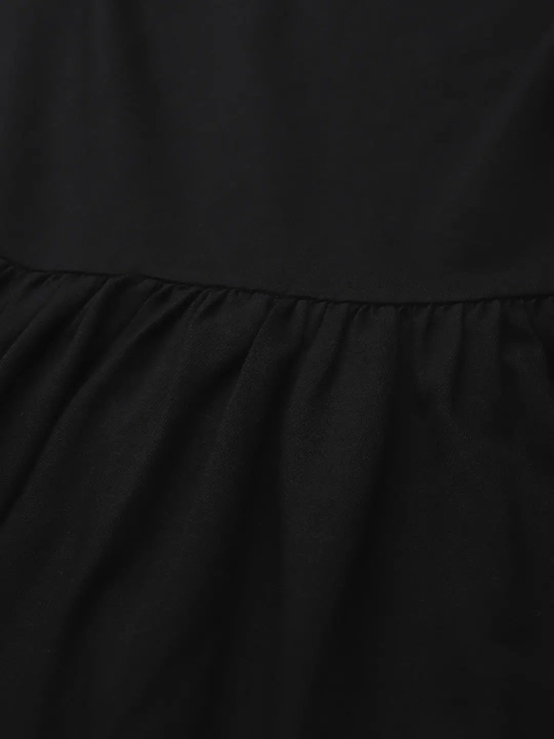 Black Round Neck Skater Dress - Cotton, Comfortable Fit