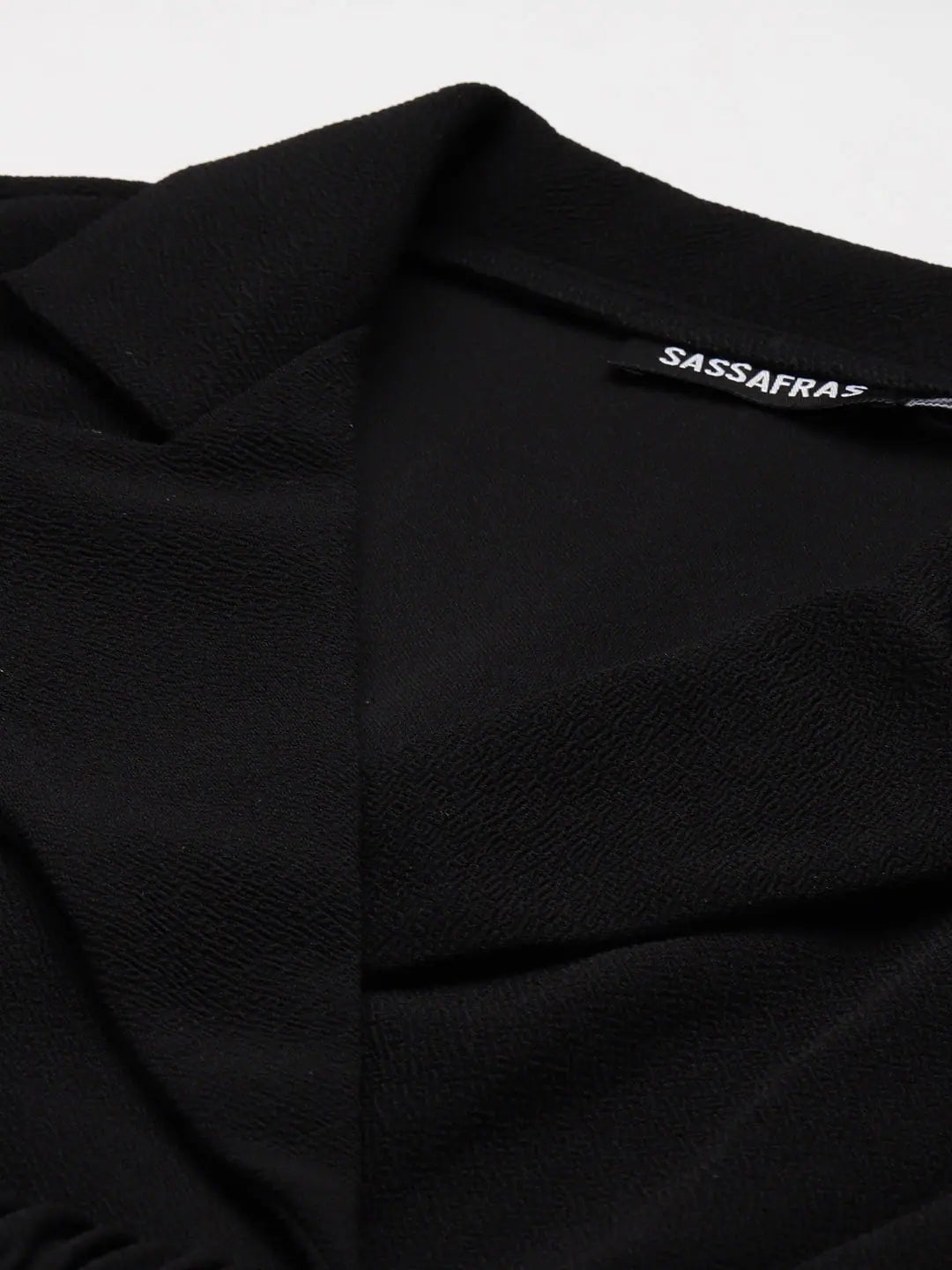 Chic Black Belted Dress - Women's Midi Length Style