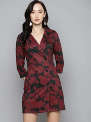 Red Floral Scuba Blazer Dress