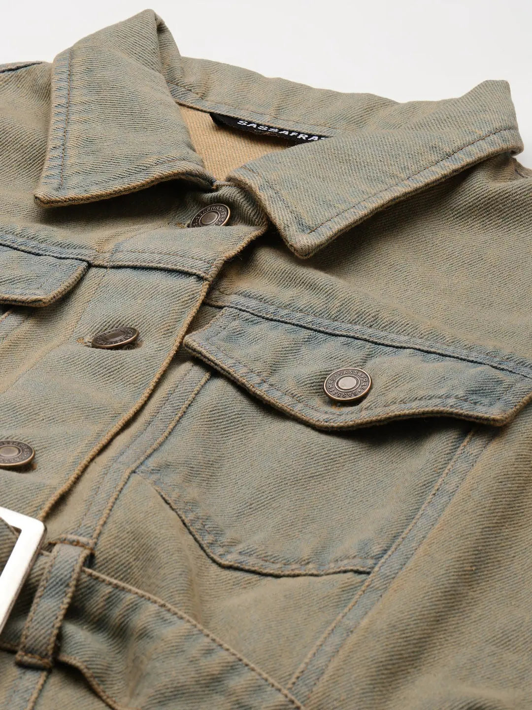 Grey Denim Belted Dress - Casual Women's Fashion