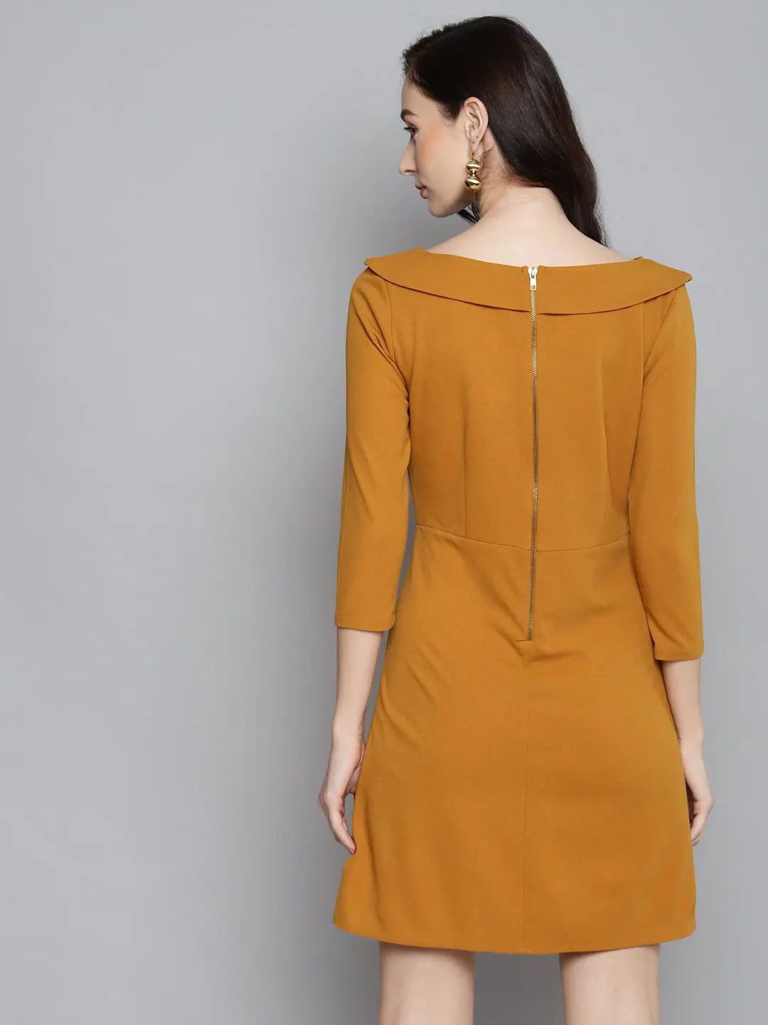 Mustard V Neck Skater Dress - Festive Lehenga Inspired Look