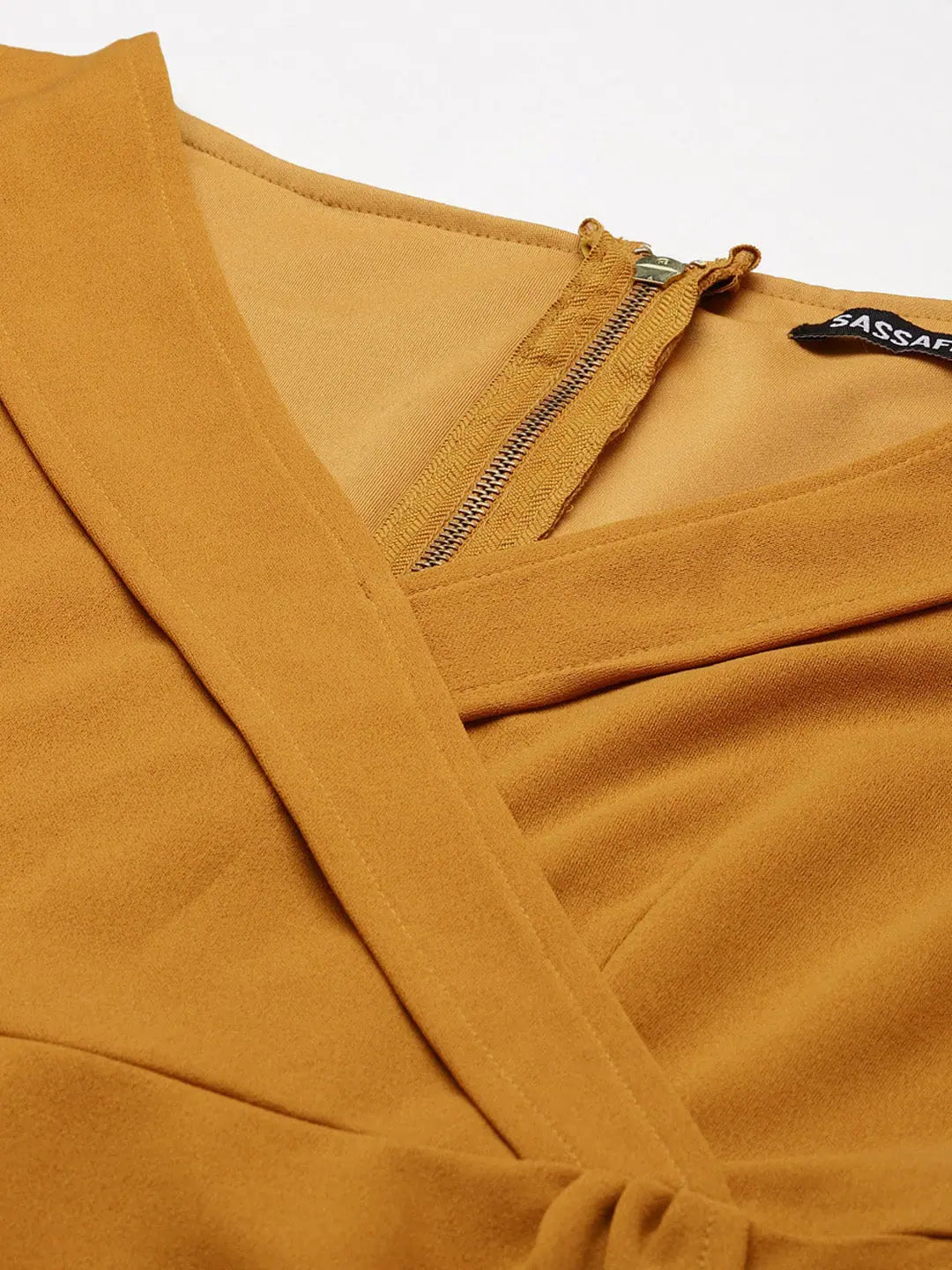 Mustard V Neck Skater Dress - Festive Lehenga Inspired Look