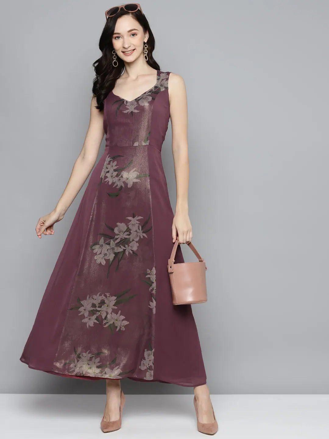 Floral Chiffon Maxi Dress - Party Wear Lehenga Alternative