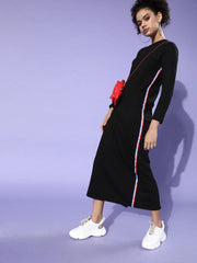 Black Terry Round Neck Maxi