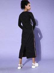 Black Terry Round Neck Maxi