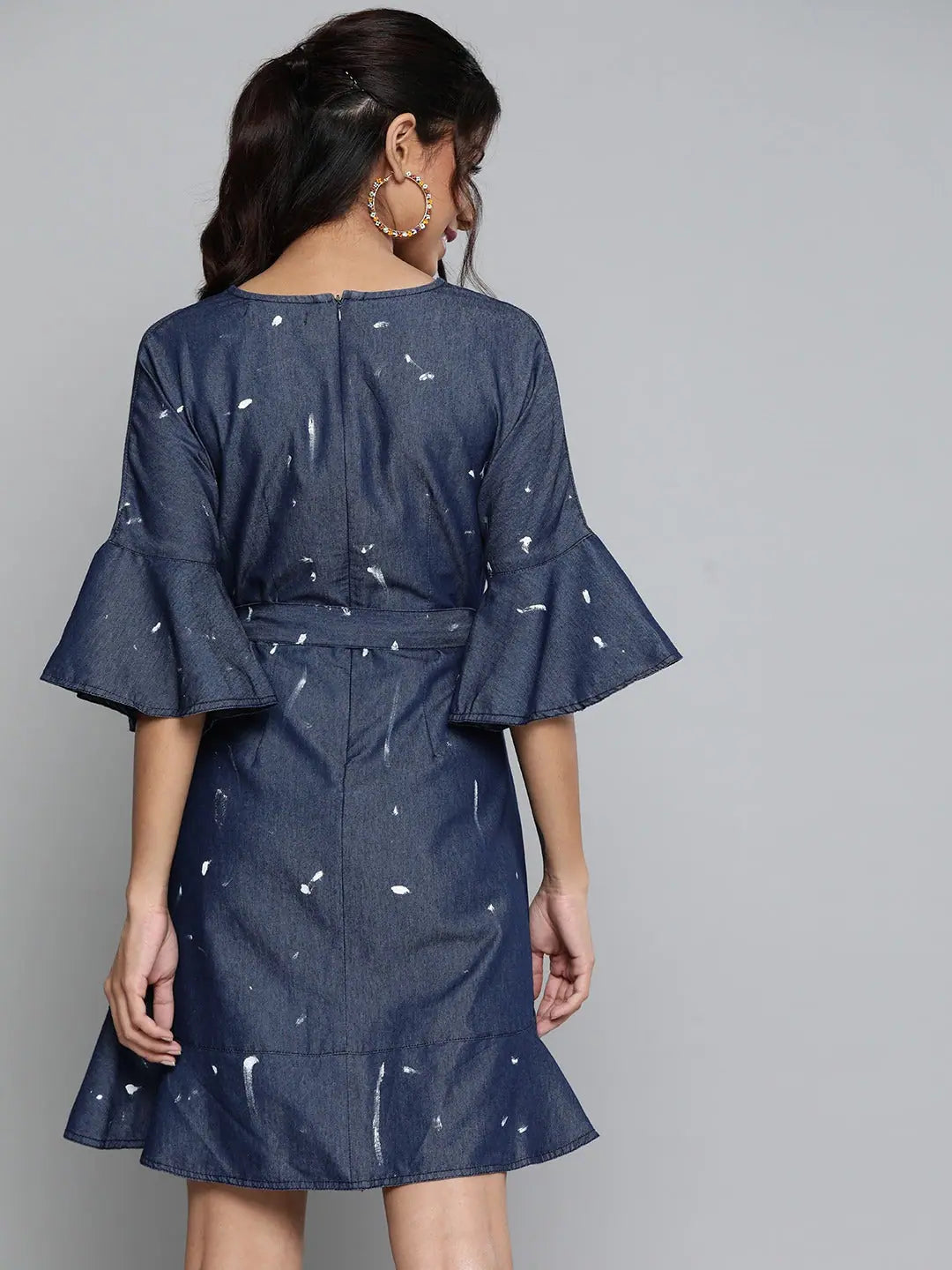 Blue Denim Skater Dress | Party Wear Lehenga Style