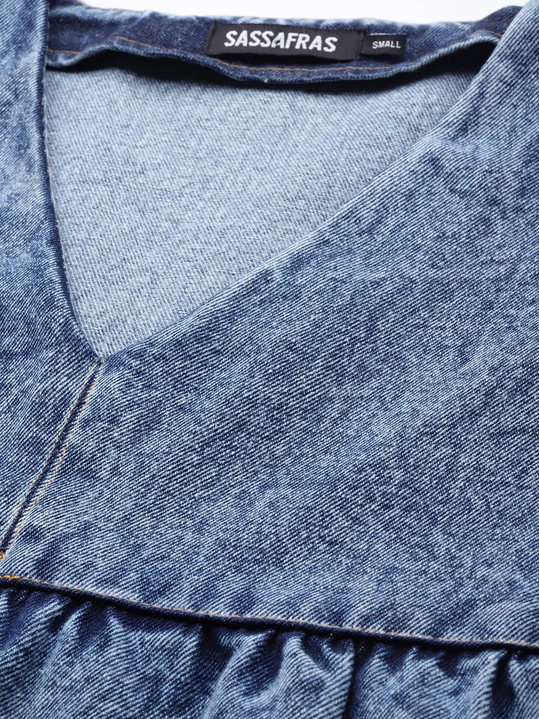 Blue Denim Tiered Shorts Dress - Comfortable Denim Fabric