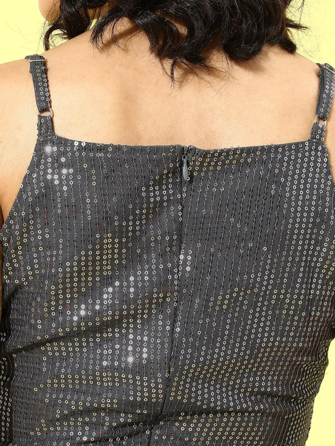 Grey Sequin Strappy Wrap Dress | Party Wear