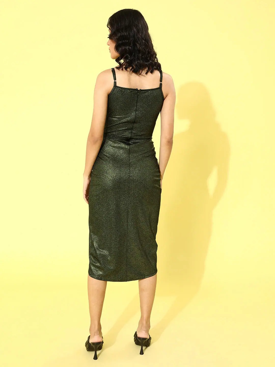 Black Metallic Strappy Wrap Dress |  Designer Lehenga Vibes