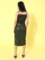 Black Metallic Strappy Wrap Dress