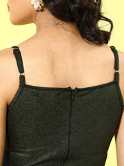 Black Metallic Strappy Wrap Dress