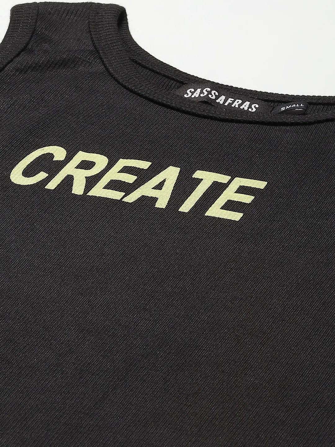 Black Rib Sleeveless Dress | CREATE Graphic Print