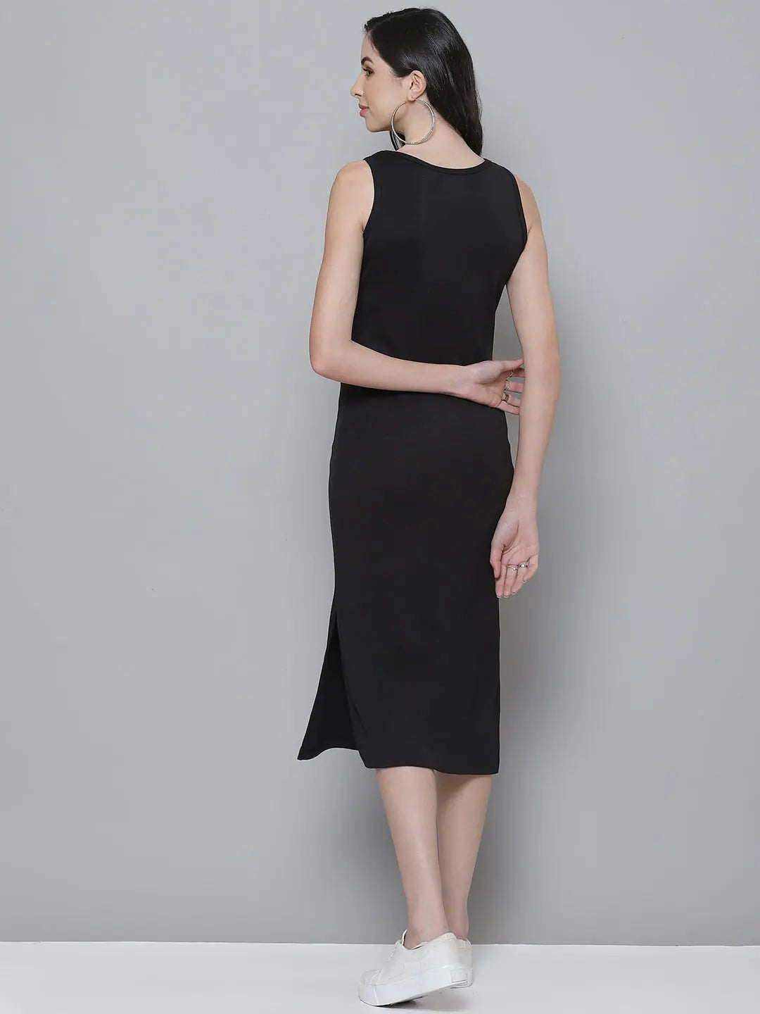 Black Rib Sleeveless Dress | CREATE Graphic Print