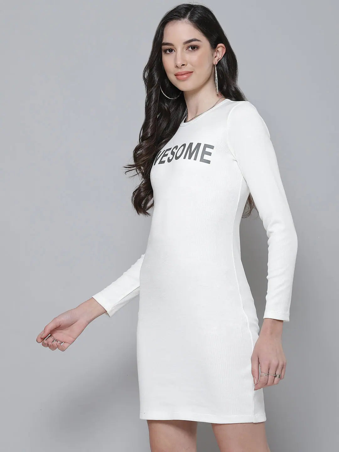 White Rib Bodycon Dress - Awesome Short Dress for Women