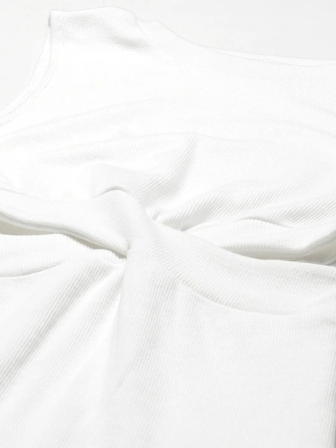 White Rib Bodycon Dress - Chic Side Cut-Out Dress for Women
