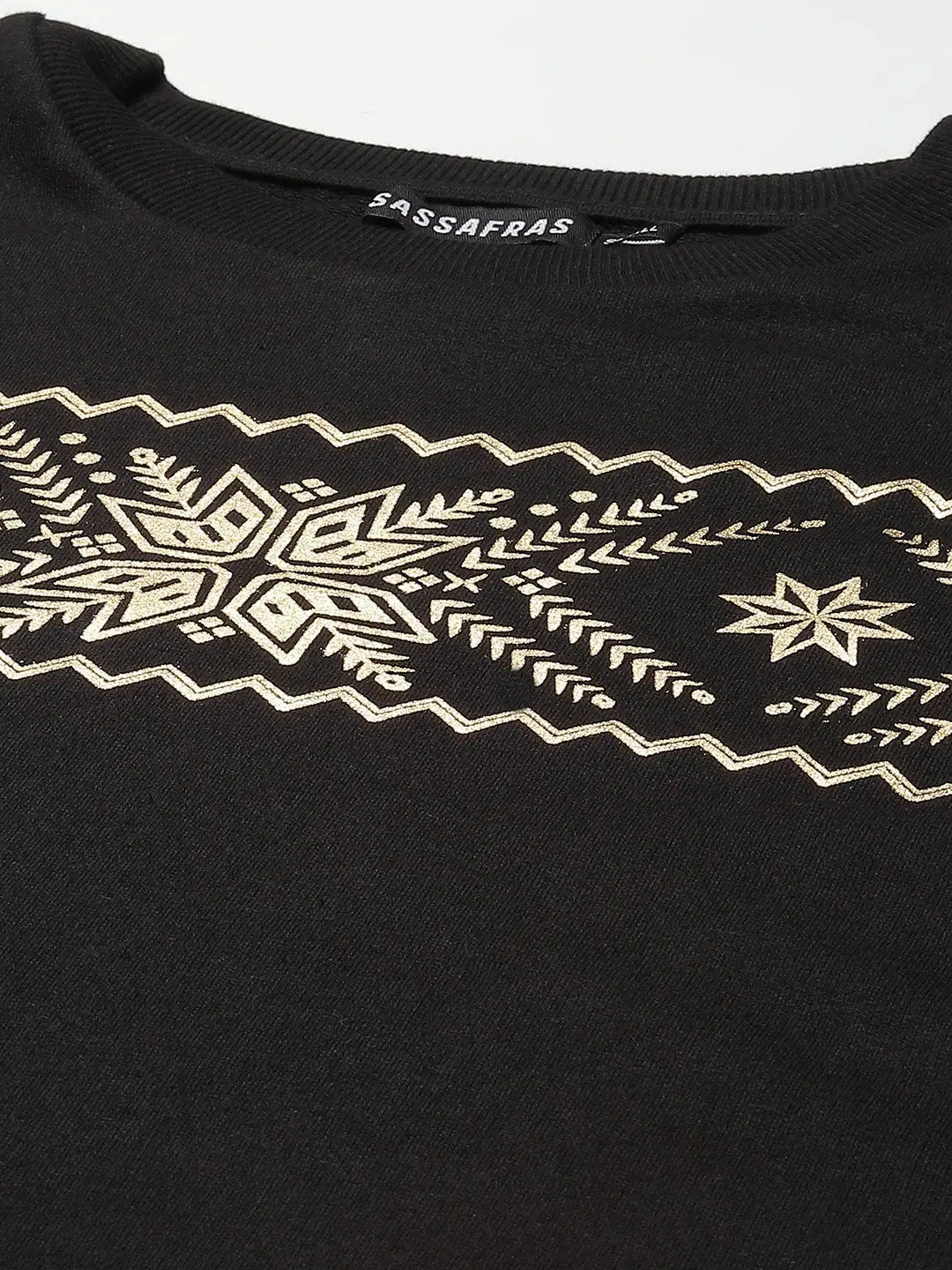 Black Terry Border Print Sweat Dress | Women's Lehenga