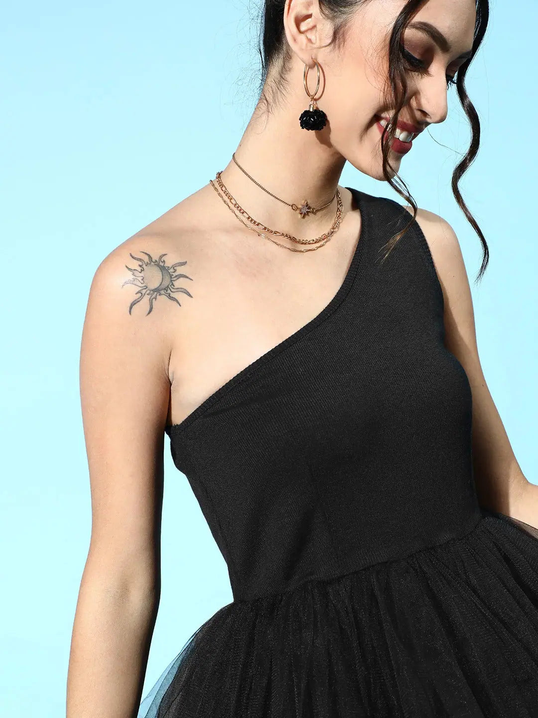 Black Tulle Skater Dress - Party Wear Lehenga Choli Alternative