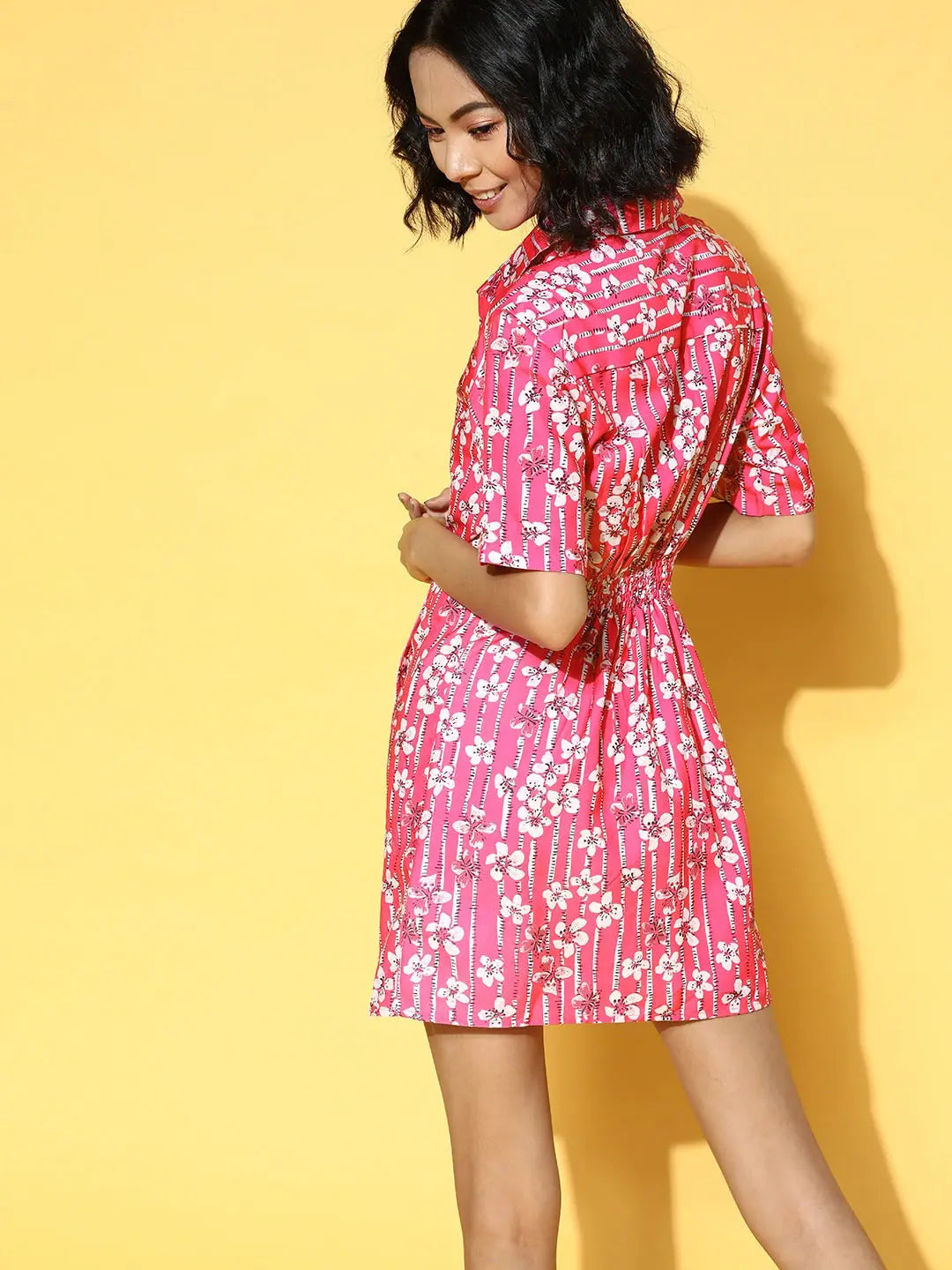 Fuchsia Floral Mini Dress - Women's Party Wear Lehenga Collection