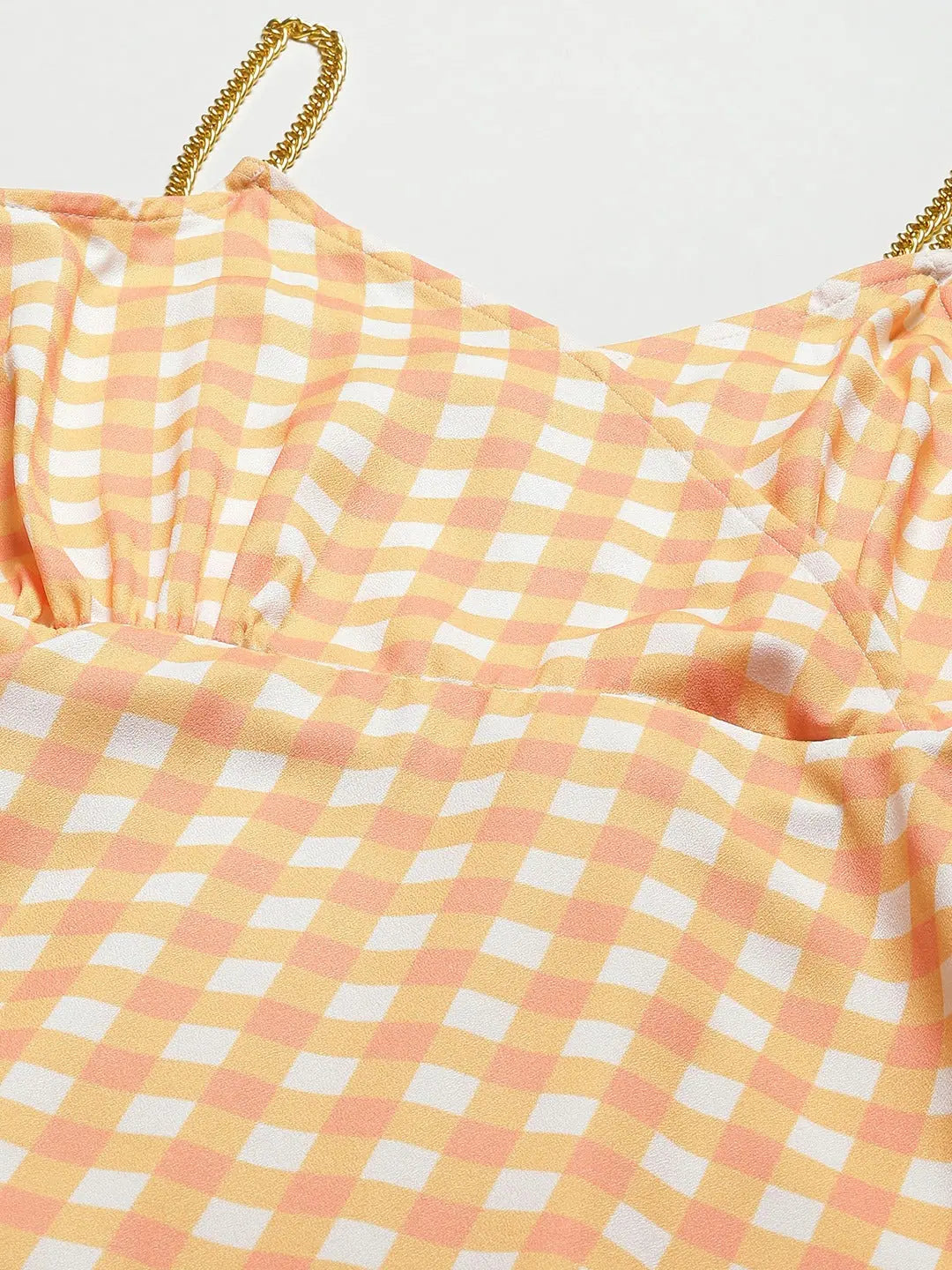 Orange & White Check Strappy Maxi Dress | Women's Fashion