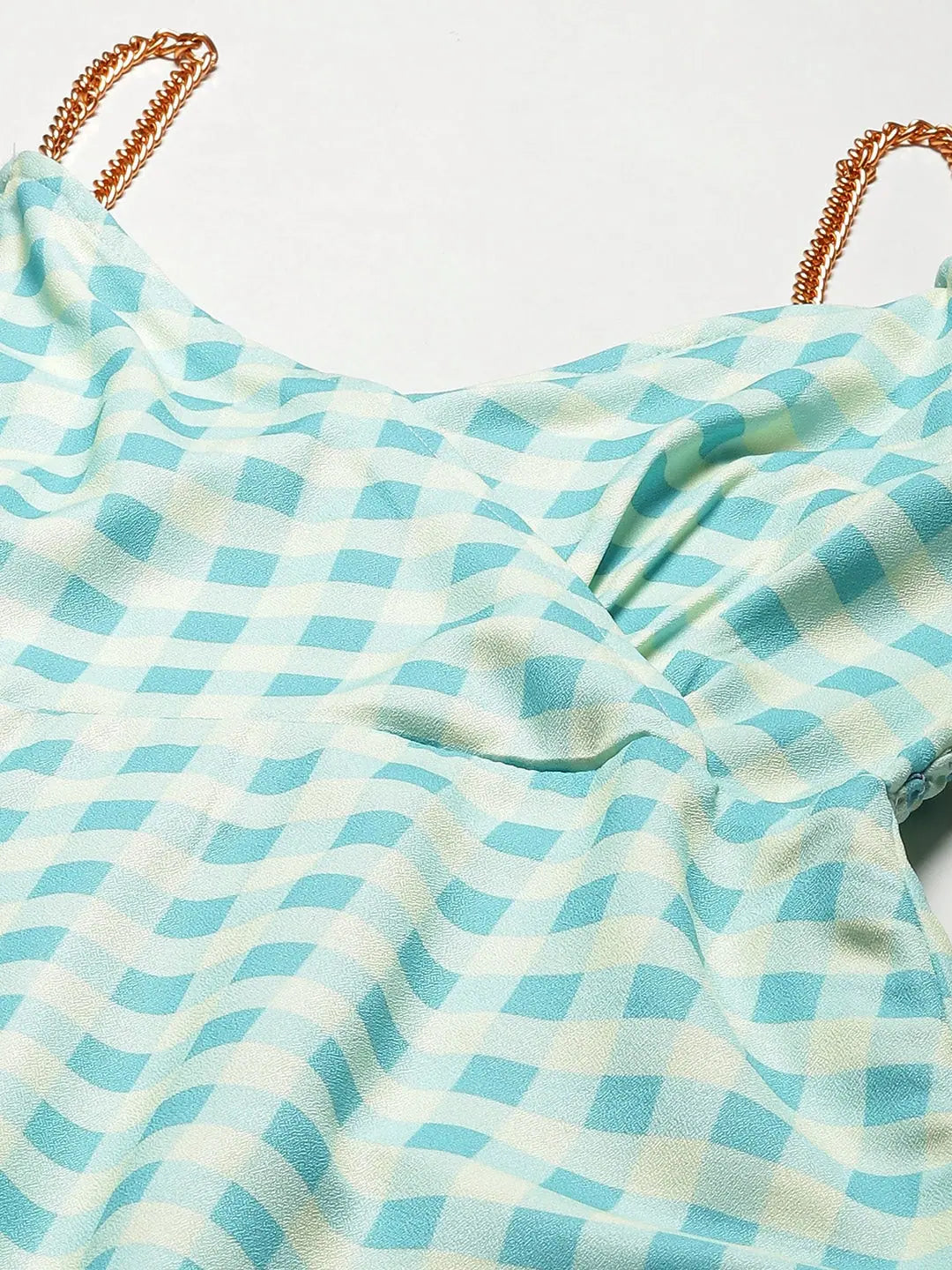 Blue & Yellow Check Strappy Women Maxi - Printed Polyester