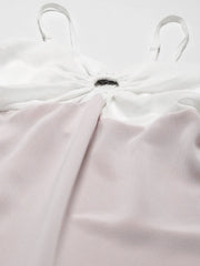 Women White & Rose Pink Layered Short Dress