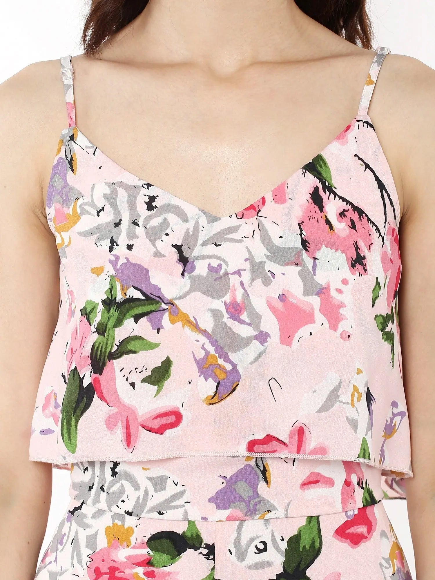 Pink Floral Maxi Dress | Layered High Low Hem