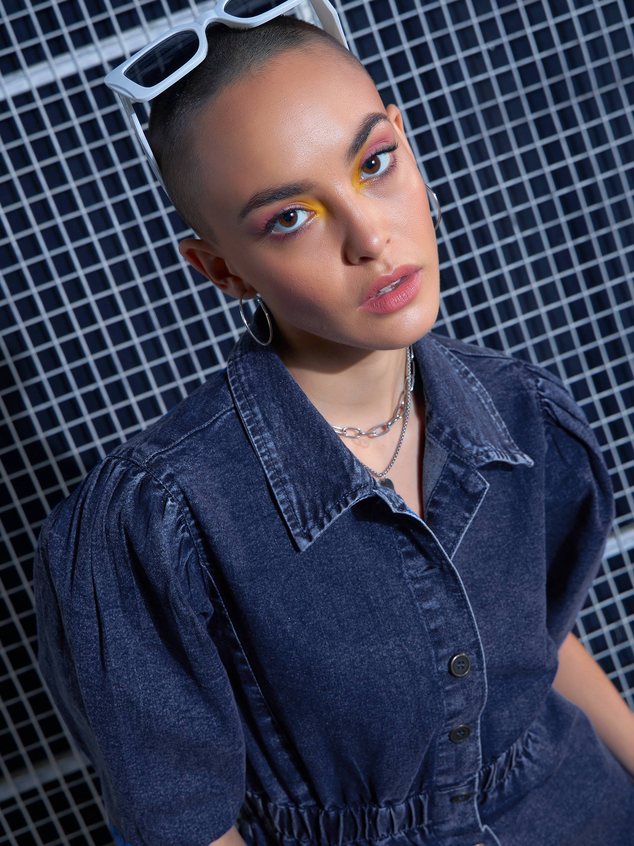 Women Blue Blast Denim A-Line Shirt Dress-SFDRSS12001