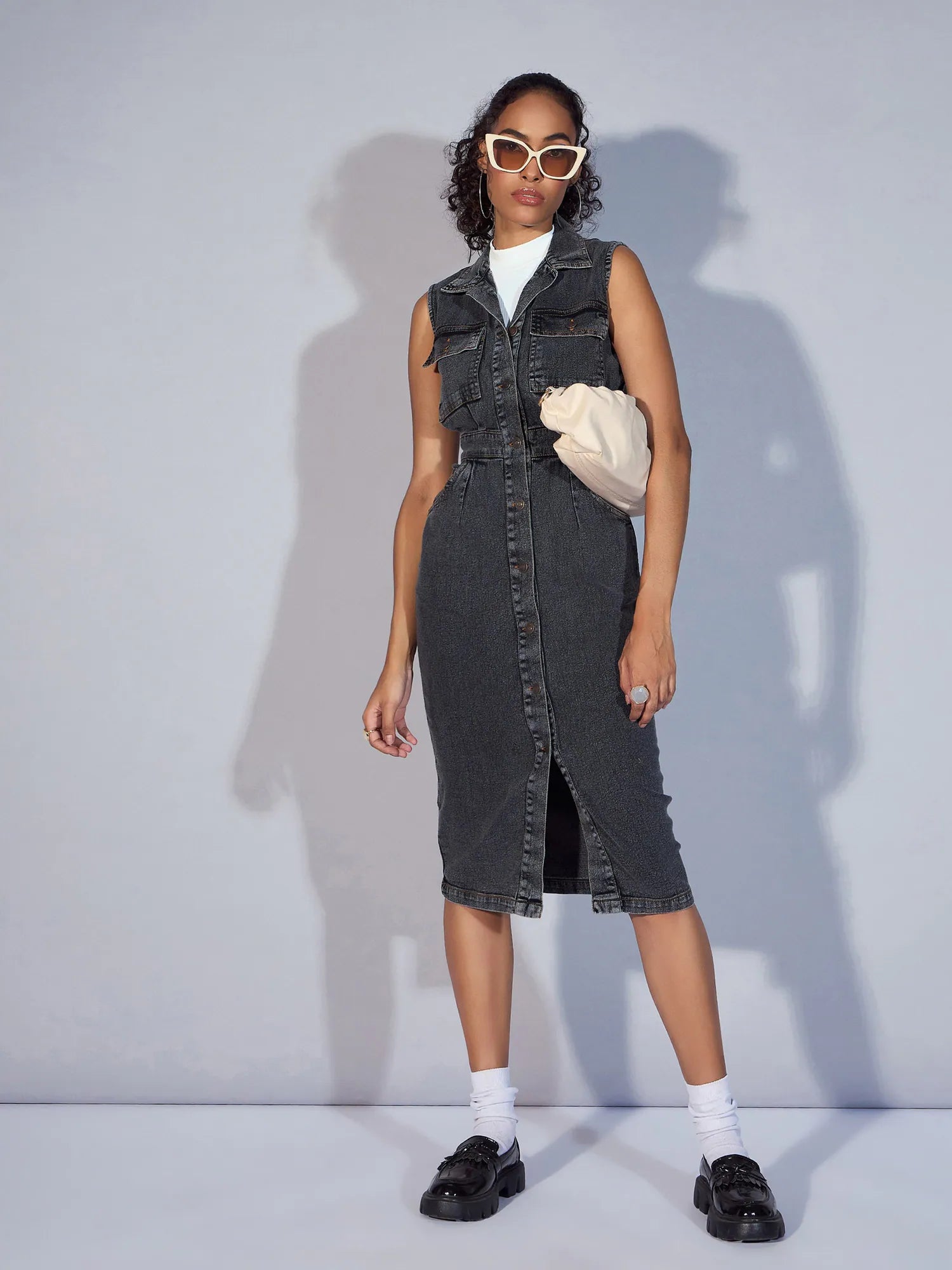 Black Denim Midi Dress - Women's Western Clothing Online